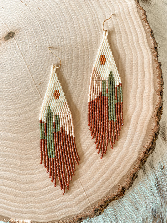 Desert Cactus Beaded Earrings-Made to Order
